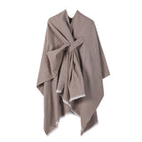 SOLID COLOR FASHIONABLE KNITTED SHAWL CAPE_CWASC2128