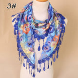 COLORFUL HOLLOW TASSEL LACE TRIANGLE SCARF VEIL_CWMM1989