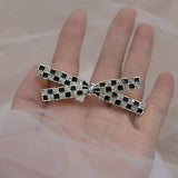 BLACK AND WHITE CHECKERBOARD RHINESTONE HAIRPIN_CWAHA4774