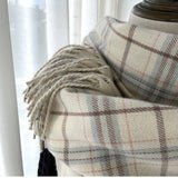 PLAID FAUX CASHMERE SCARF COZY FRINGE WINTER WRAP_CWASC1459
