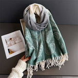 Autumn Winter Paisley Colorblock Tassel Scarf_Cwasc03274