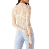 SEMI SHEER MESH LACE TOP BOTTOMING SHIRT_CWTBLL2660