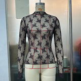 SEMI SHEER MESH LACE TOP BOTTOMING SHIRT_CWTBLL2660