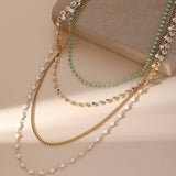 Vintage Multi-Layered Beaded Oil Drop Necklace_Cwmm3624
