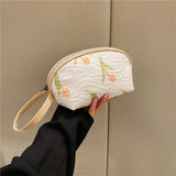 SEMICIRCULAR FLORAL SIMPLE PORTABLE COSMETIC BAG_CWAB4441