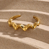 STYLISH 18K GOLD ROUGH WAVE OPEN CUFF BRACELET_CWAJE4730