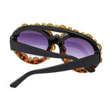 LARGE CONTRAST OVAL LUXURY EMERALD SUNGLASSES_CWASG0867