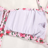 Tied Bikini Set Sexy Floral Swimsuit_Cwmw0239
