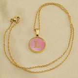 ROUND 18K GOLD STAINLESS STEEL 26LETTERS NECKLACE_CWAJE0683