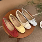 RED WEDGE ROUND TOE SLIP ON BALLET FLATS_CWSHF0125