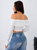 Womens Sweet & Sexy Off-Shoulder Crop Top