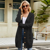 Twisted Floral Solid Color V-Neck Knit Cardigan