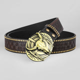 Western Leather Belt With Bull Head Buckle Rivet _Cwabe0415