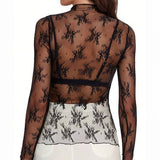 SEMI SHEER MESH LACE SEXY SLIM BOTTOMING SHIRT_CWTBLL2662