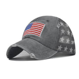 Washed Cotton Distressed Star Us Flag Ponytail Cap Cwah1379