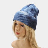 OUTDOOR WARM CURLED EDGE TIE DYE KNITTED HAT_CWAH1593