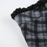 White Gauze Plaid Tall Waist Long Skirts