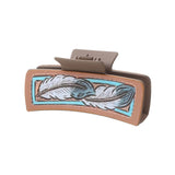 Western Cactus Feather Floral Print Hair Claw_Cwasc1627