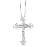 COLORED ZIRCON CROSS PENDANT NECKLACE_CWAJE0910