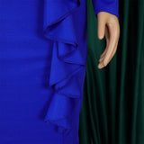 SOLID COLOR HIP WRAPPED PLUS SIZE RUFFLED DRESS_CWDMD3705