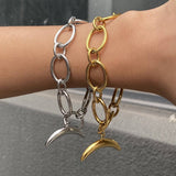 SMOOTH MOON OT CLASP BRACELET 18K GOLD STEEL_CWAJE4757
