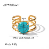 STAINLESS STEEL NATURAL STONE RINGS_TURQUOISE_CWAJE0615