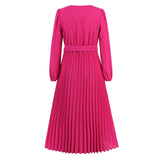 V-Neck Ruffle Pleated Bodycon Dress