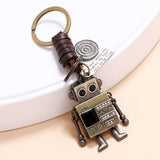 Vintage Braided Robot Cowhide Keychain_Cwmm4698