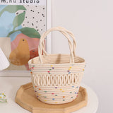 CUTE COLORFUL HOLLOW BUCKET WOVEN BAG_CWAB1888