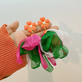 BOLD ENAMEL FLOWER TASSEL EARRINGS DESIGNER STYLE_CWMM6282