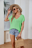 V Neck Color Matching Casual T Shirt_Cwtsts0179