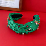 Christmas Pearl Satin Knot Headband Wide_Cwaha07596