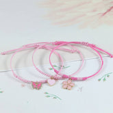 PINK FOUR LEAF CLOVER LOVE WOVEN BRACELET_CWAJE0732