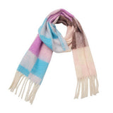 TASSEL CIRCLE YARN CHECKERED SCARF FOR FALL WINTER_CWASC1280