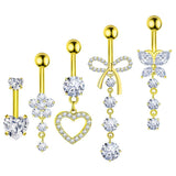 Zircon Belly Ring Set Steel & Copper Piercings_Cwmm9176