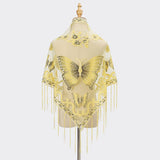LACE BUTTERFLY EMBROIDERED TRIANGLE SHAWL_CWMM1994