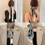 FLORAL LETTER TWILLY SCARF FOR HAIR OR BAG_CWASC0077
