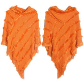 HOODED CAPE WITH FRINGED HEM SCARVES_CWASC0118