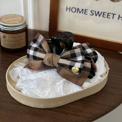 Plaid Bow Hair Claw Large Ponytail Clip_Cwaha08085