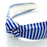 NAVY STRIPE WIDE KNOT PU LEATHER HEADBAND_CWAHA6327