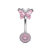 COPPER CZ BUTTERFLY BELLY RING PIERCING_CWMM9240