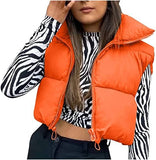 Solid-Color Short Zipper Stand-Up Collar Vest