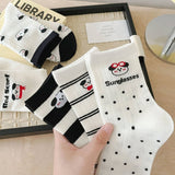 Women'S Boneless Polka Dot Striped Mid-Calf Socks_Cwms1369