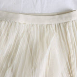 Tulle Skirt Mid-Length High Waist Pleated Skirt_Cwbls0397
