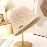 OUTDOOR KNITTED HOLLOW SUN PROTECTION BUCKET HAT_CWAB2849