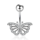 CZ BUTTERFLY BELLY BUTTON RING PIERCING JEWELRY_CWMM9378