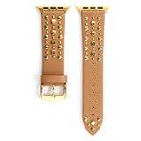 Applewatch9 Iwatch Gold Rivet Genuine Leather Strap_Cwww0084