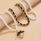 HIGH END FASHION PEARL RIBBON BEADED NECKLACE_CWMM3137