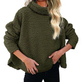 Woolen Solid Color Pullover Short Hoodie Woman