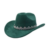 SUEDE COWBOY FEDORA HAT ETHNIC WESTERN STYLE_CWAH04484